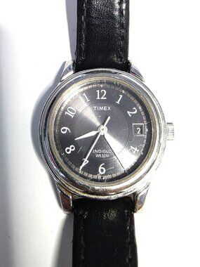 Timex women's watch black leather band